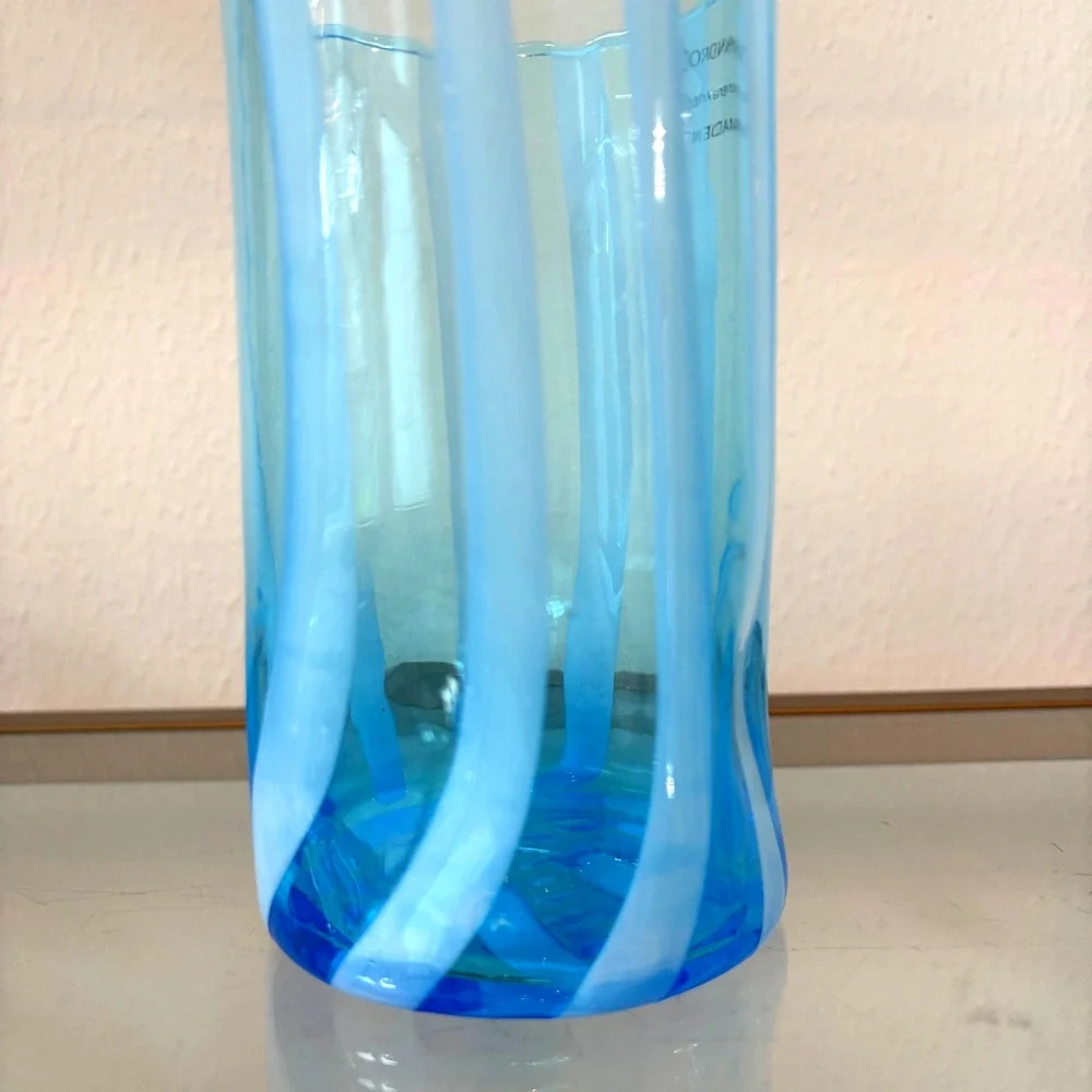 Alessandro Coppola Murano Italy Blue & White Art Glass Tumblers Set of 2 NEW